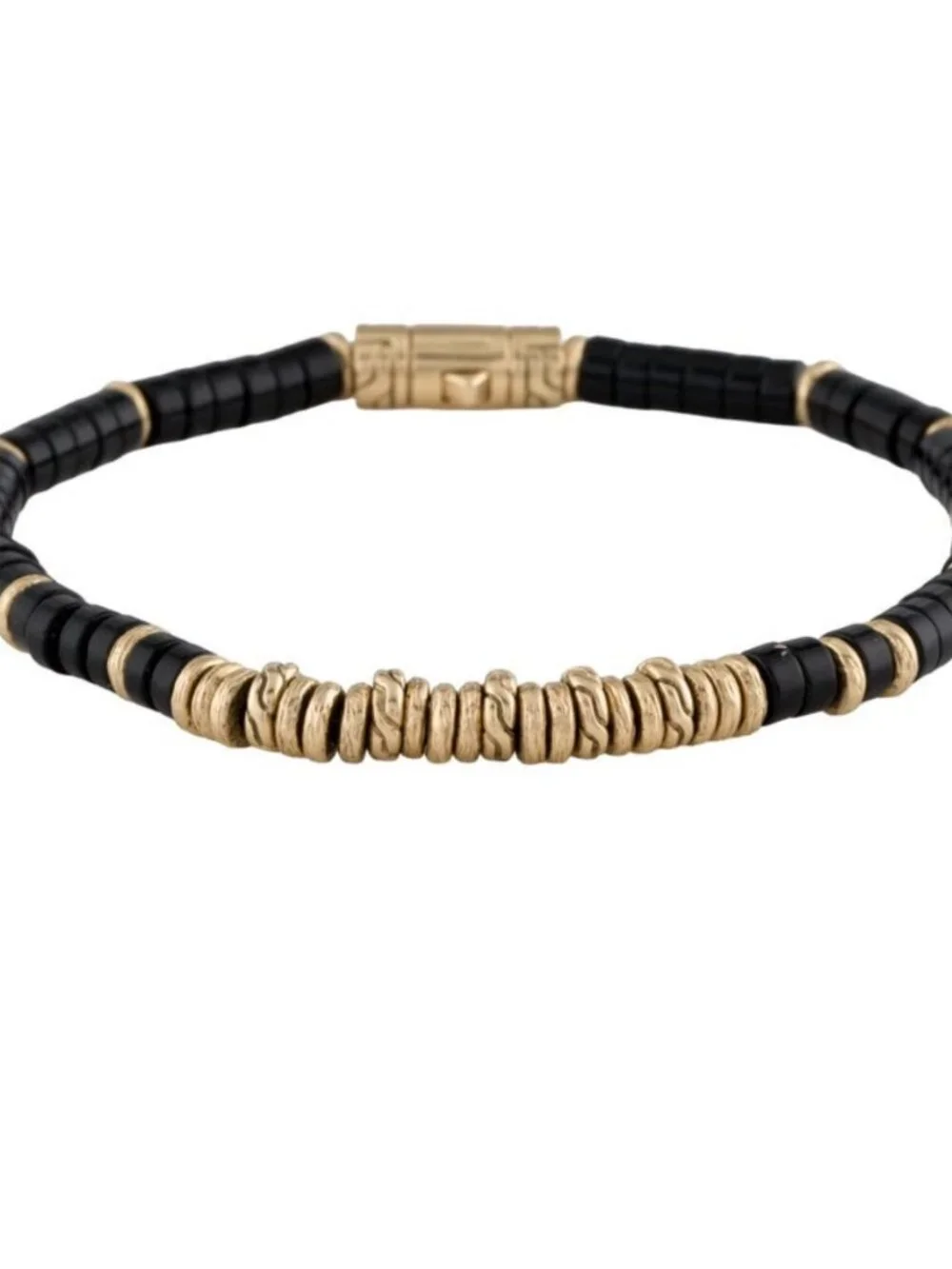 JOHN HARDY 14K 585 YELLOW GOLD ONYX HEISHI BRACELET